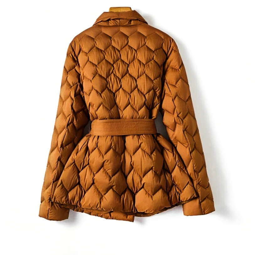 Quilted belted mid-length everyday coat for women | Isabella -4