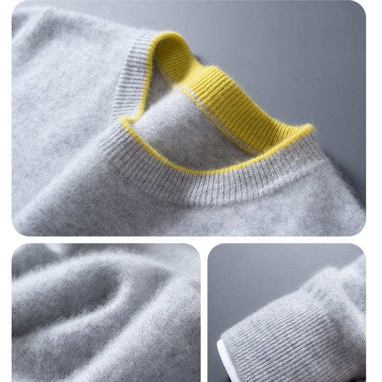 Classic crewneck contrast-trim everyday jumper for men | Adrian -7