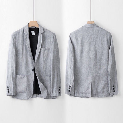 Elegant linen tailored suit set for men | Sandro -4