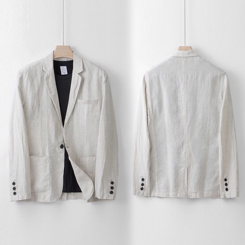 Elegant linen tailored suit set for men | Sandro -5