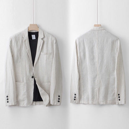 Elegant linen tailored suit set for men | Sandro -5