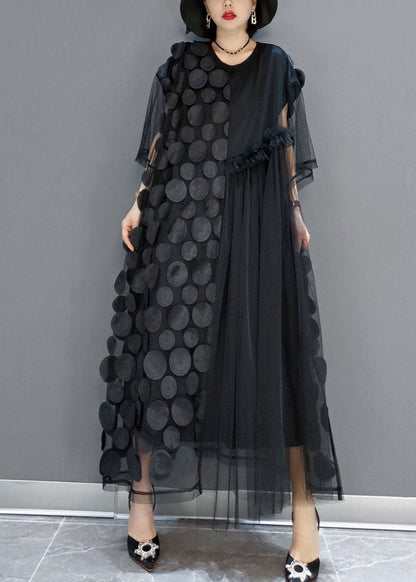 Black Tulle Asymmetrical Party Dress for Women | Velora