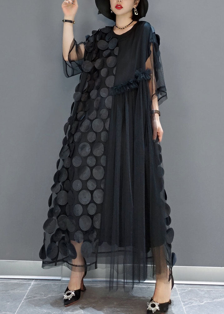 Black Tulle Asymmetrical Party Dress for Women | Velora