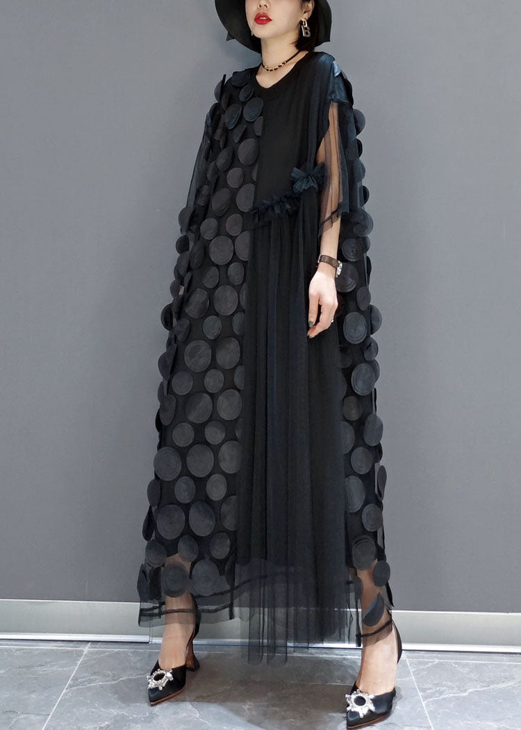Black Tulle Asymmetrical Party Dress for Women | Velora