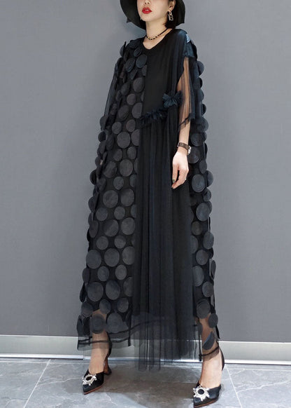 Black Tulle Asymmetrical Party Dress for Women | Velora