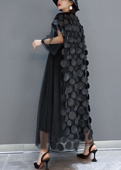 Black Tulle Asymmetrical Party Dress for Women | Velora