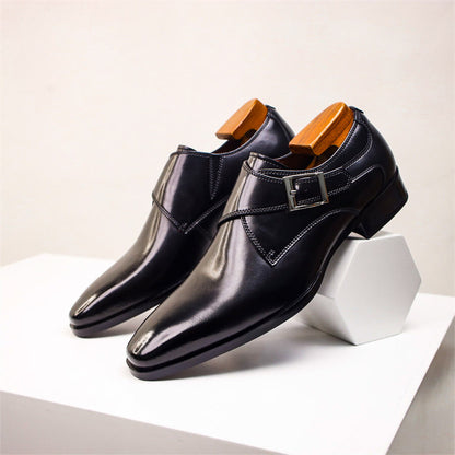 Single monk-strap leather dress shoes for men | Carlo -4