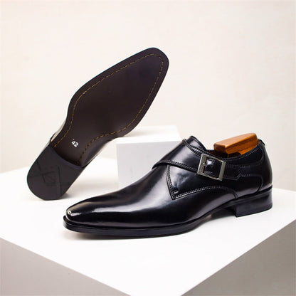 Single monk-strap leather dress shoes for men | Carlo -12