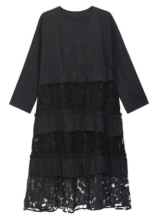 Bohemian Black Ruffle Panel Autumn Dress For Women | Seraphine
