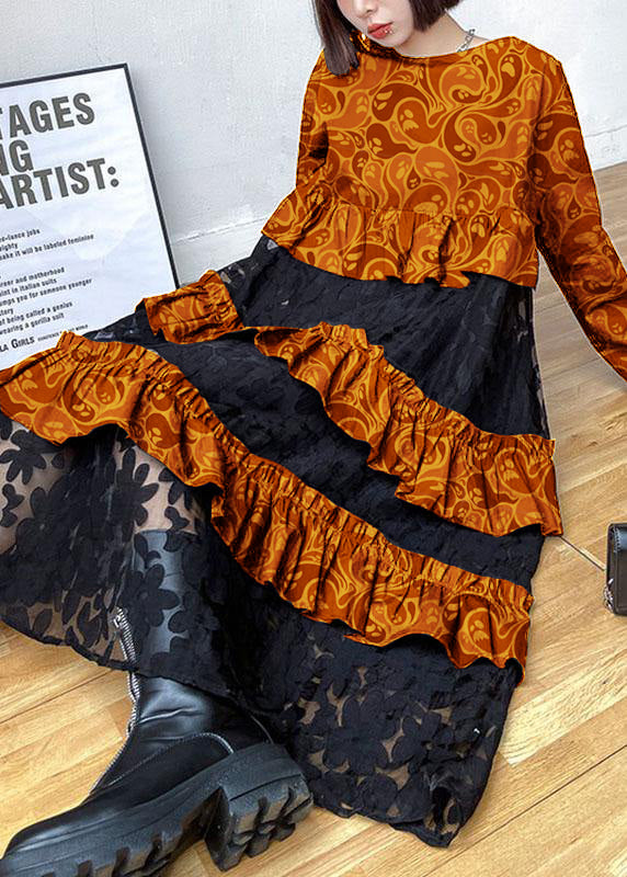 Bohemian Black Ruffle Panel Autumn Dress For Women | Seraphine