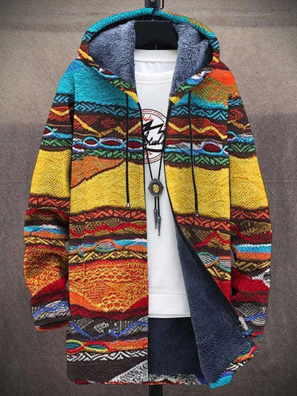 Artistic zip-front long cardigan with relaxed fit men| Bronte Muse