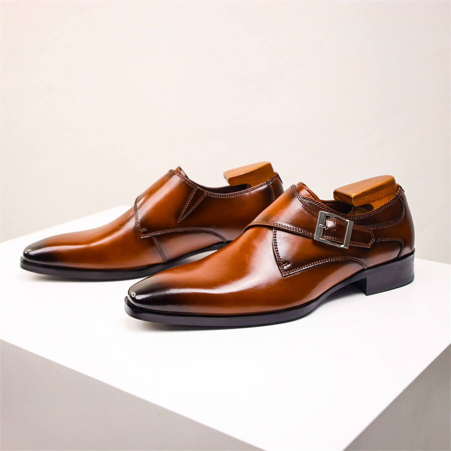 Single monk-strap leather dress shoes for men | Carlo -1