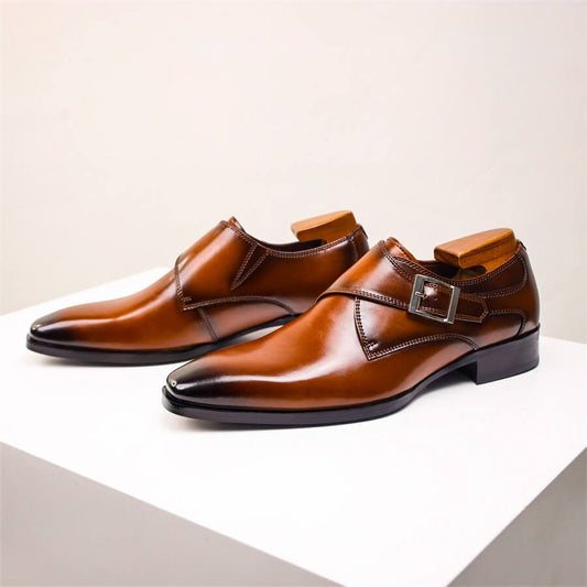 Single monk-strap leather dress shoes for men | Carlo -1