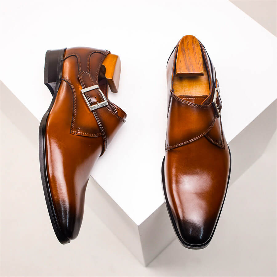 Single monk-strap leather dress shoes for men | Carlo -9