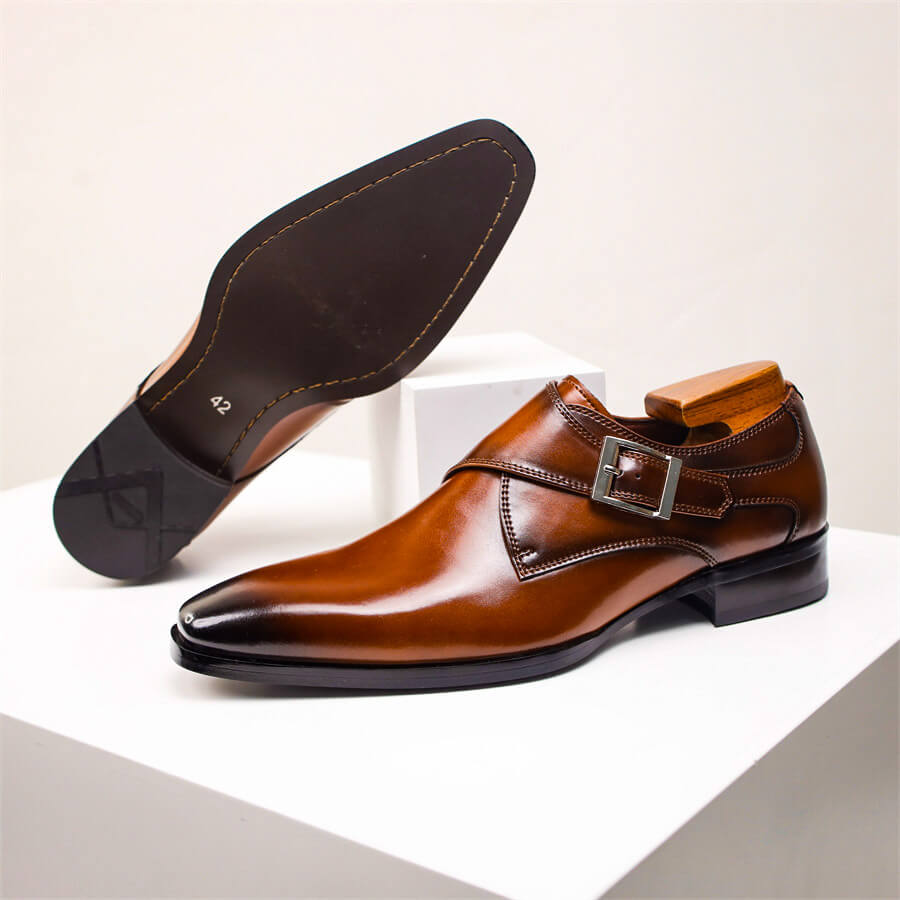 Single monk-strap leather dress shoes for men | Carlo -11