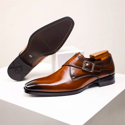 Single monk-strap leather dress shoes for men | Carlo -11