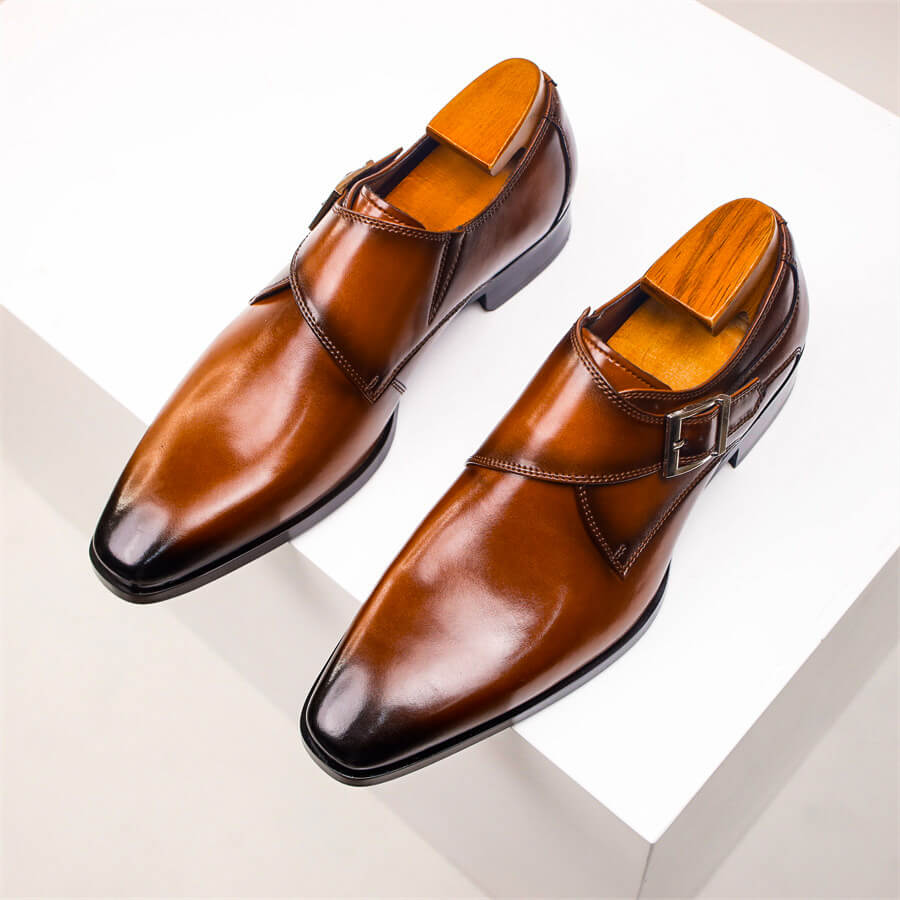 Single monk-strap leather dress shoes for men | Carlo -13