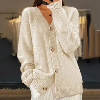 Sylvara | Women's V-Neck Button Front Knit Cardigan
