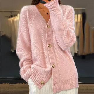 Elegant button-front long-sleeve everyday cardigan for women | Lena -5