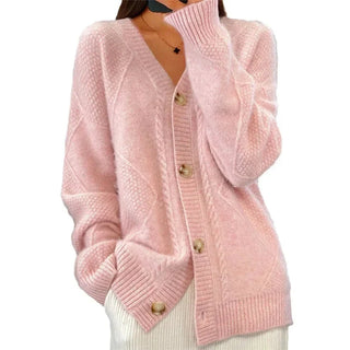Sylvara | Women's V-Neck Button Front Knit Cardigan