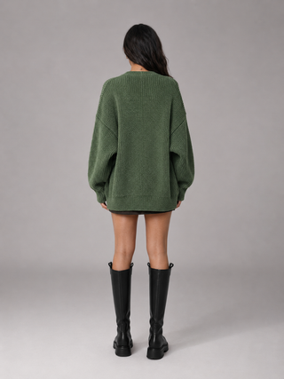 Elvara | Women's Chunky Knit V Neck Cardigan with Pockets