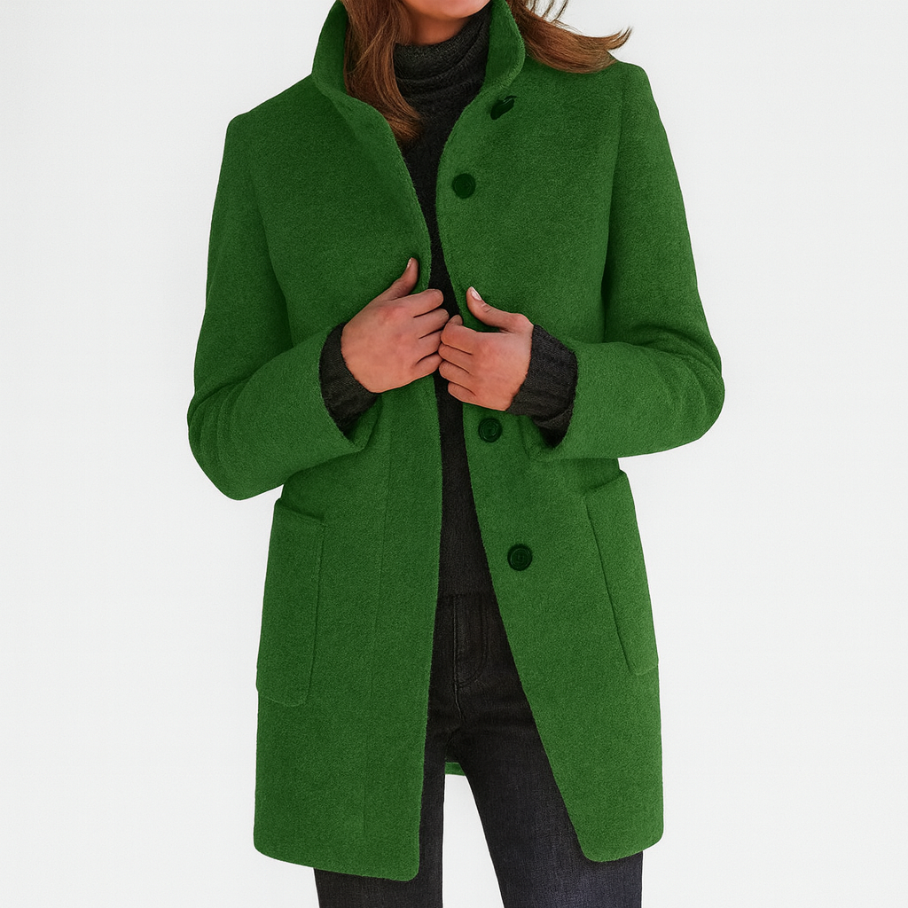 Elegant high-collar structured coat for women | Ava -4