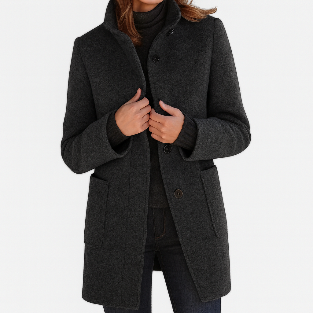 Elegant high-collar structured coat for women | Ava -2