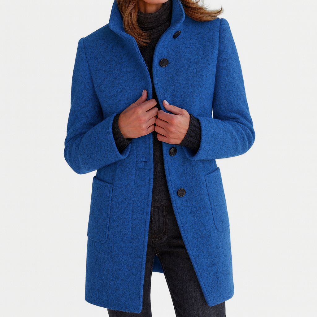Elegant high-collar structured coat for women | Ava -1