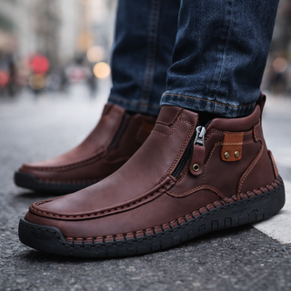 Ismere | Men's Leather Ankle Boots with Orthopedic Footbed