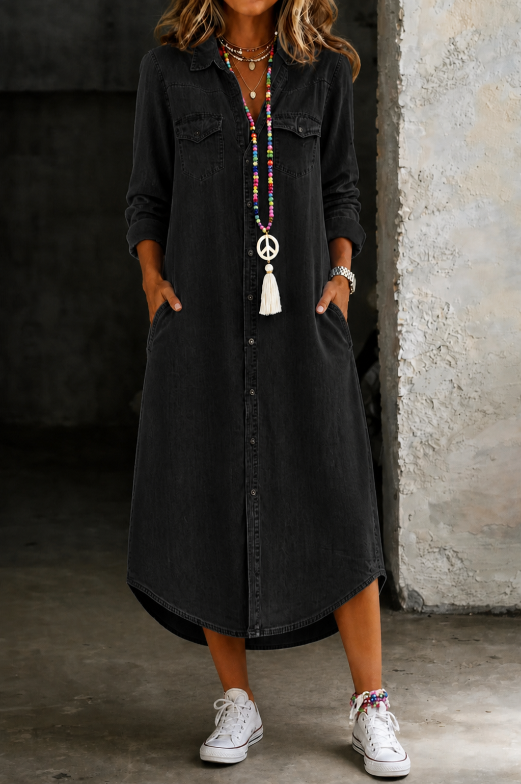 Willow | Women's Long Denim Shirt Dress