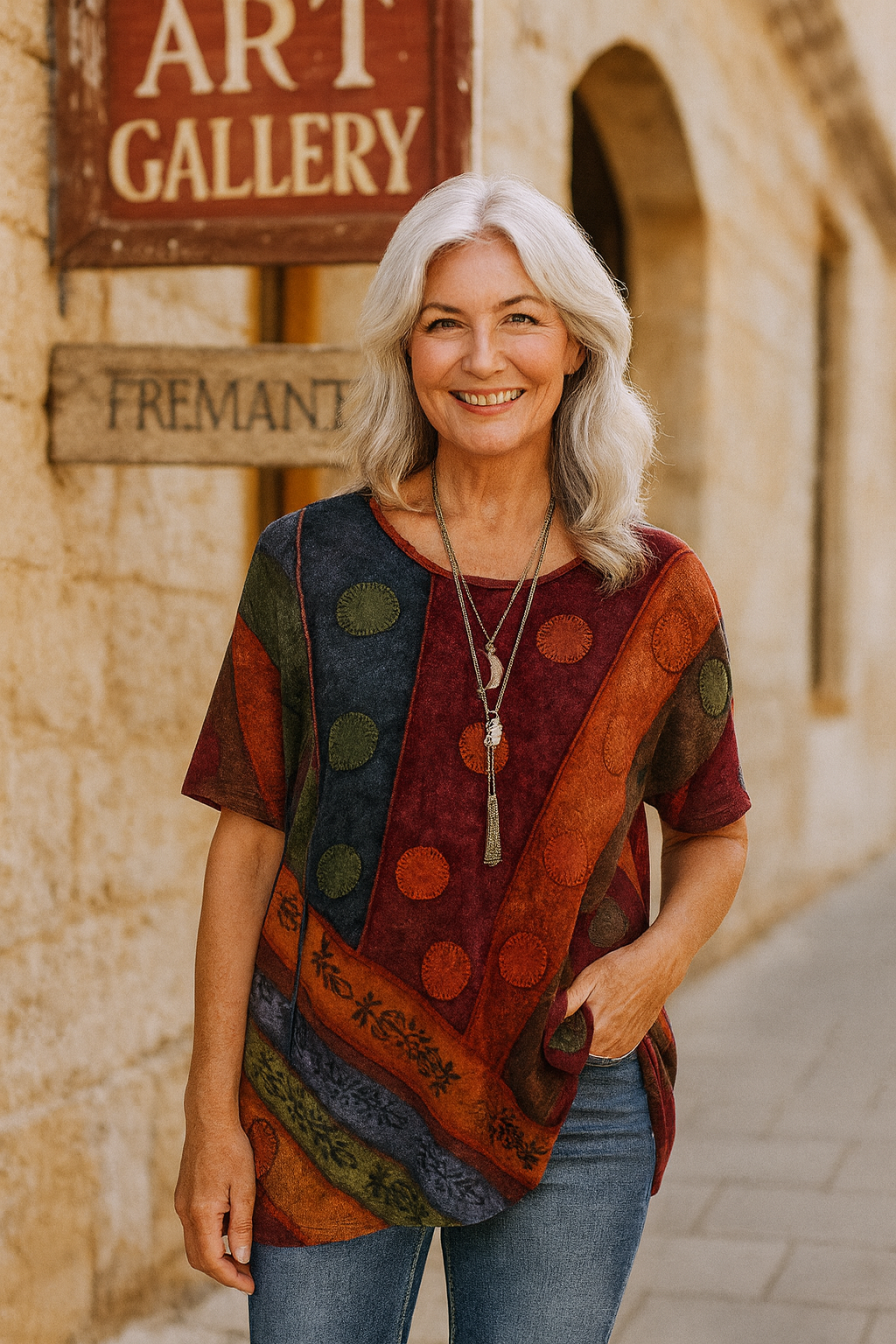 Artistic print flowing everyday top for women | Calla -2