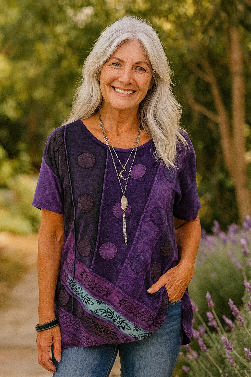 Artistic print flowing everyday top for women | Calla -1
