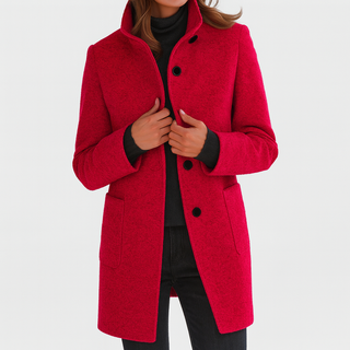 Elegant high-collar structured coat for women | Ava -6