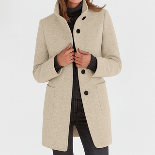 Elegant high-collar structured coat for women | Ava -9