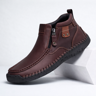 Ismere | Men's Leather Ankle Boots with Orthopedic Footbed