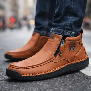 Ismere | Men's Leather Ankle Boots with Orthopedic Footbed