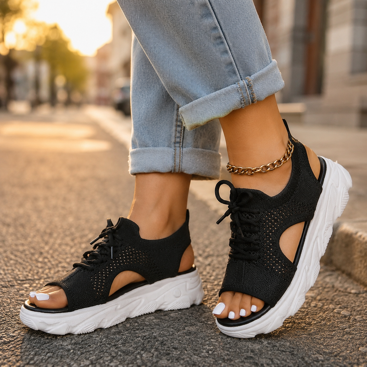 Bree | Women's Lace-Up Mesh Platform Sandal