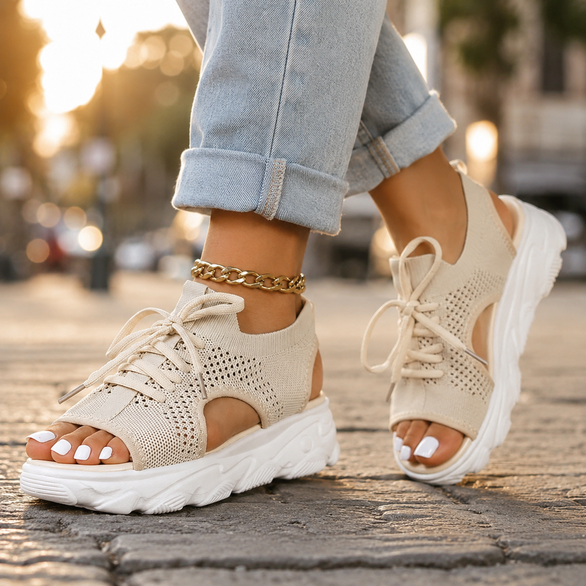 Bree | Women's Lace-Up Mesh Platform Sandal