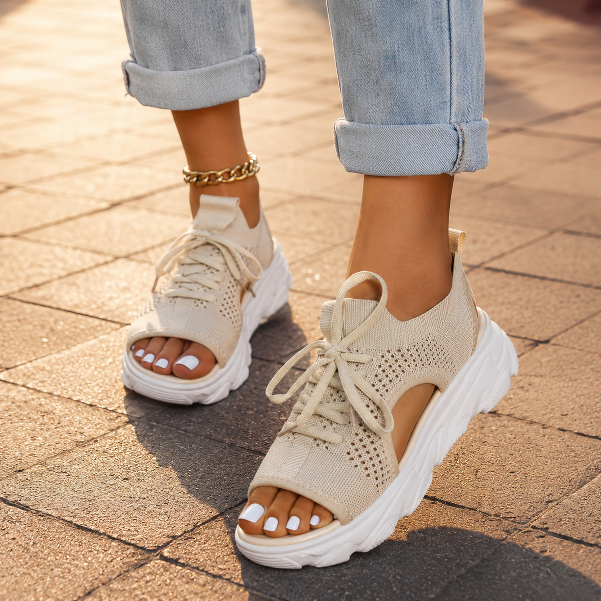 Bree | Women's Lace-Up Mesh Platform Sandal