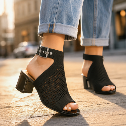 Emberly | Knitted Peep Toe Ankle Strap Sandal