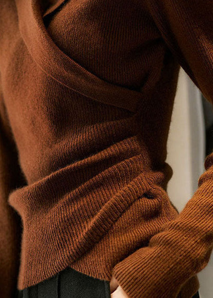 Caramel Peter Pan Collar Asymmetrical Sweater Women  | Elira