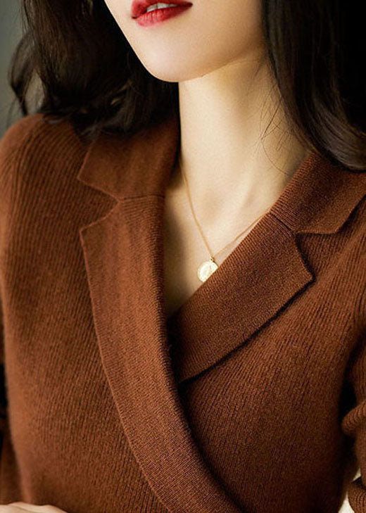 Caramel Peter Pan Collar Asymmetrical Sweater Women  | Elira