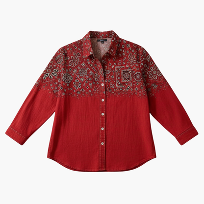 Classic long-sleeve button-down everyday shirt for women | Elvora -1