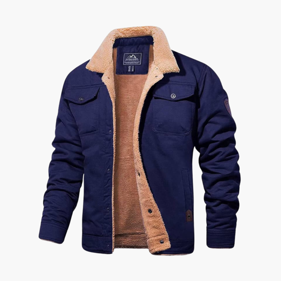 Sherpa-lined button-front casual jacket for men | Branton -1