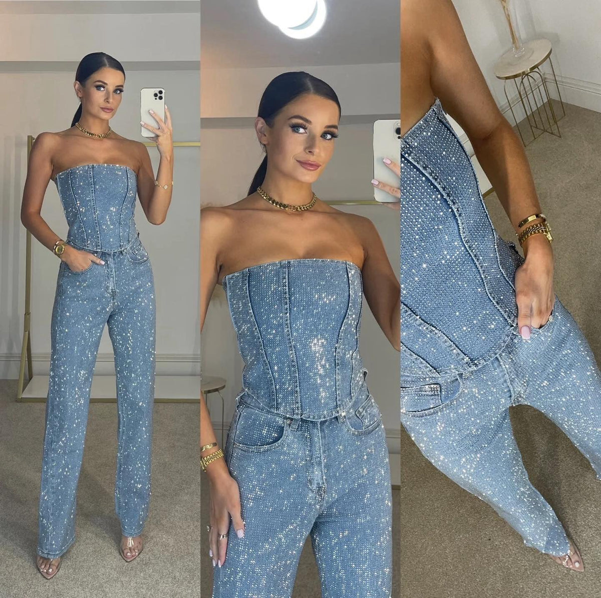 Strapless wide-leg chic everyday jumpsuit for women | Widewear -9
