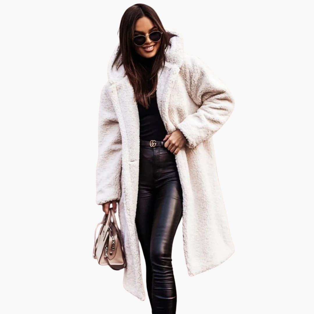 Long hooded button-front coat for women | Eloria -3