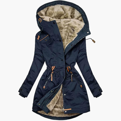 Lined-hood adjustable-waist winter parka for women | Norlisse -3