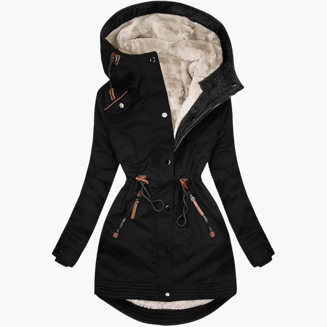 Lined-hood adjustable-waist winter parka for women | Norlisse -2