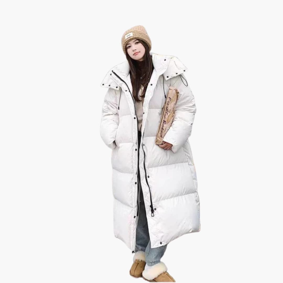 Long hooded quilted puffer jacket for women | Norlina -3
