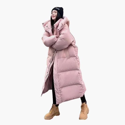 Long hooded quilted puffer jacket for women | Norlina -1